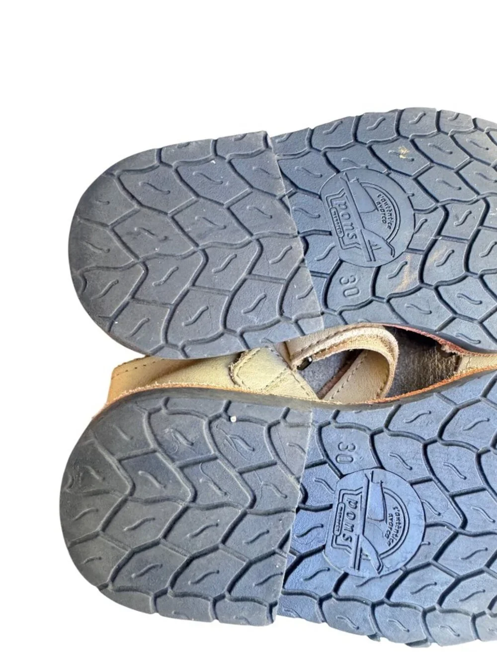 Pons Avarca Kids Leather Sandals Size EU 30 US 12 Beige Hook Loop Spain Shoes